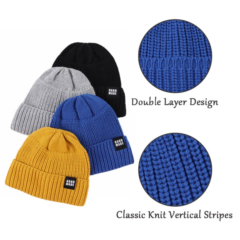JANGANNSA Simple Knitted Baby Beanie Hip-Hop Boys Winter Hat Toddler Kids Bonnet for Girl 0-5Y (4PCS-A, L) - Image 4
